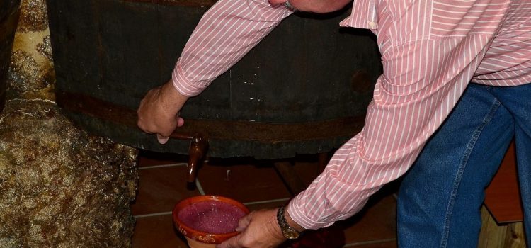 Furanchos o Loureiros Hombre sirviendo vino en una cunca