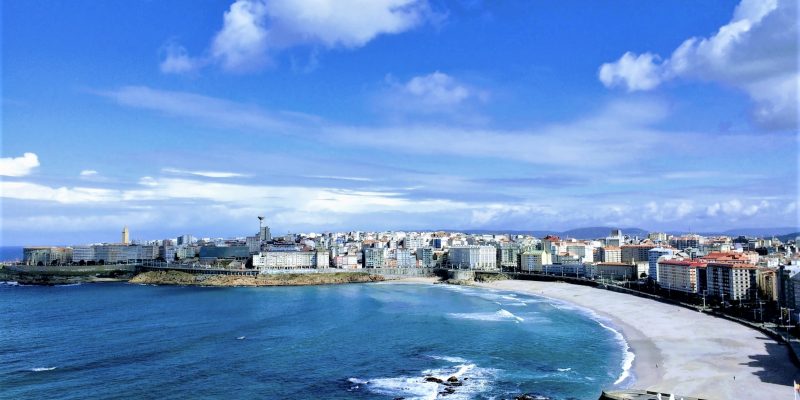 Playa de Orzán en A Coruña, Galicia