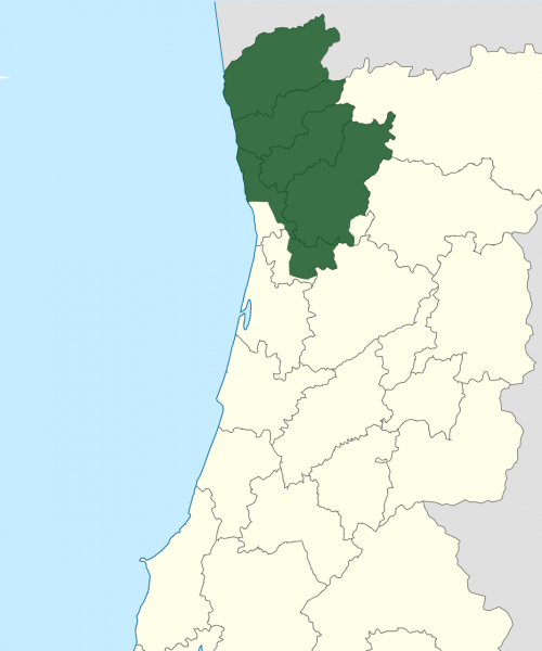 Localización de la DO Vinho Verde en el mapa (Fuente: Wikimedia Commons) Localización de la DO Vinho Verde en el mapa